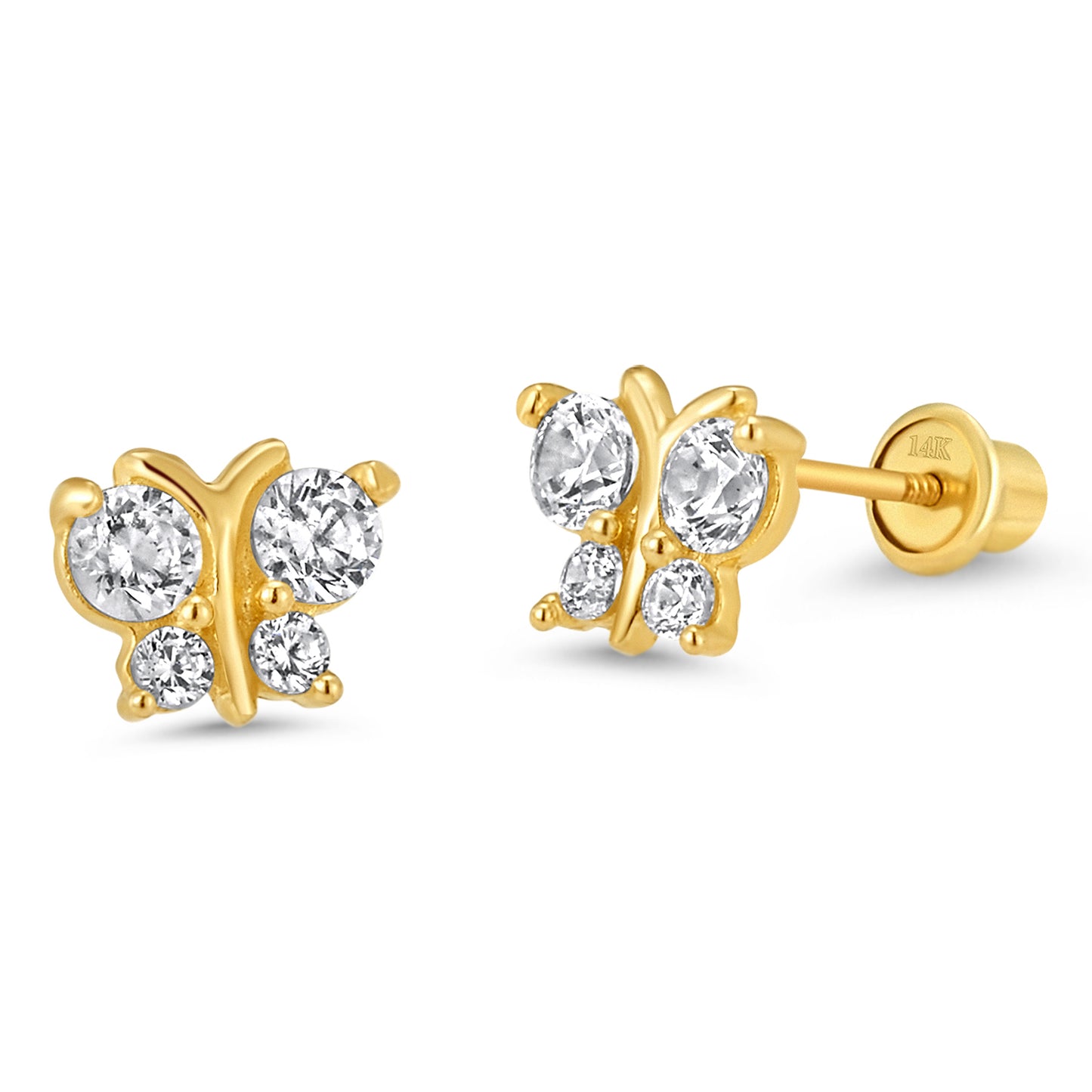 Clear Zirconia Butterfly Stud Earrings - SHOPKURY.COM