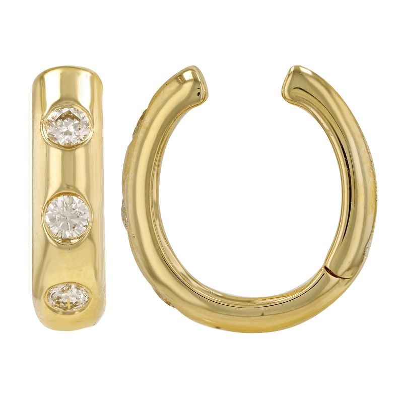 Three Diamond Ear Cuff 14K Gold - SHOPKURY.COM