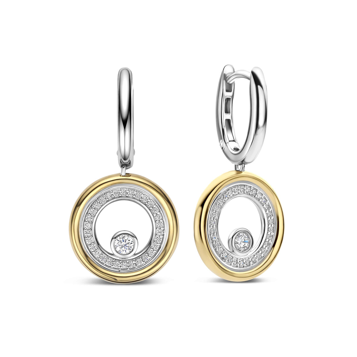 Double Circle Dangle Earrings by TI SENTO