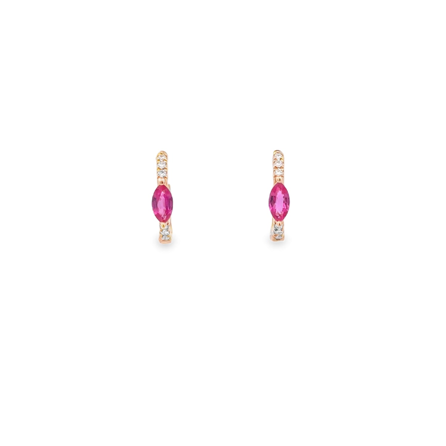 Yellow Gold Hoop Earrings with Diamonds and Rubies - SHOPKURY.COM