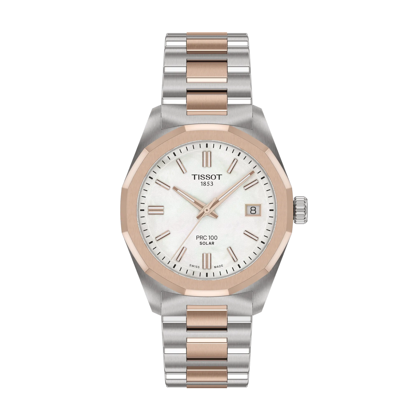 PRC 100 Solar Steel/Rose 34MM Watch by TISSOT