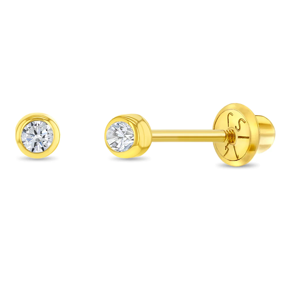 2MM Bezel Set Diamond Kids Earrings - SHOPKURY.COM