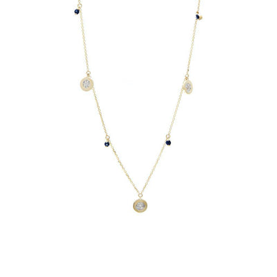 Diamonds and Sapphire Dangles Necklace by Kury - Available at SHOPKURY.COM. Free Shipping on orders over $200. Trusted jewelers since 1965, from San Juan, Puerto Rico.