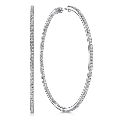 3.17ct Diamond White Gold Hoop Earrings 60MM by Gabriel & Co. - Available at SHOPKURY.COM. Free Shipping on orders over $200. Trusted jewelers since 1965, from San Juan, Puerto Rico.
