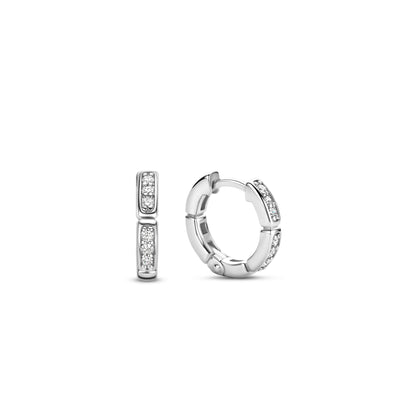 Pave Link Huggie 15MM Earrings by Ti Sento - Available at SHOPKURY.COM. Free Shipping on orders over $200. Trusted jewelers since 1965, from San Juan, Puerto Rico.