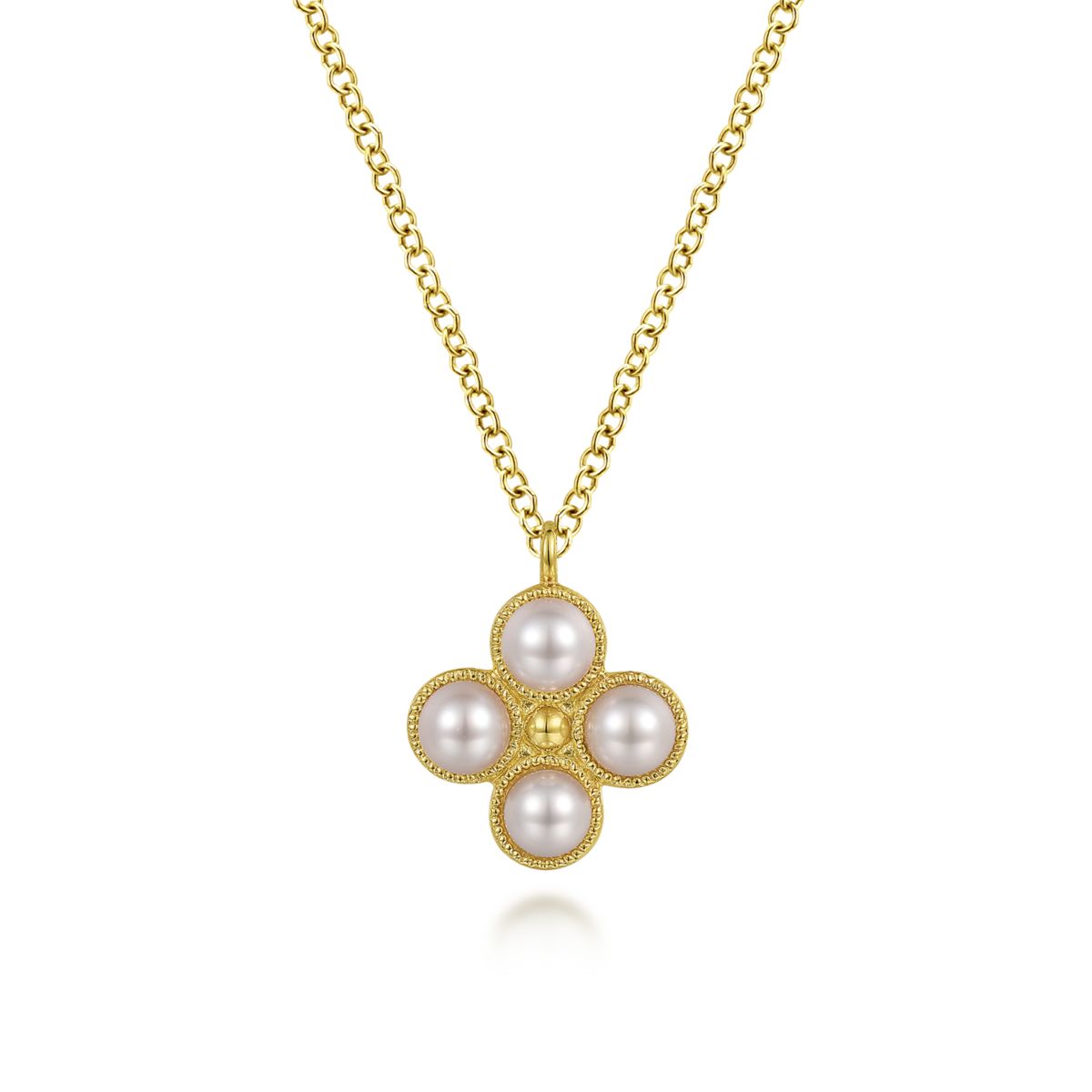 Pearl Flower Necklace by Gabriel & Co. - Available at SHOPKURY.COM. Free Shipping on orders over $200. Trusted jewelers since 1965, from San Juan, Puerto Rico.