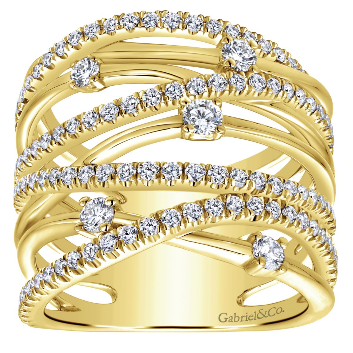 Intersecting Diamond Wide Ring by Gabriel & Co. - Available at SHOPKURY.COM. Free Shipping on orders over $200. Trusted jewelers since 1965, from San Juan, Puerto Rico.