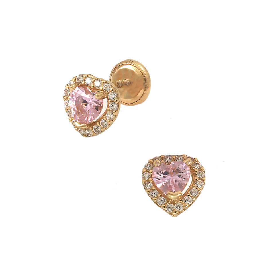Pink Heart Stud Earrings by Kury - Available at SHOPKURY.COM. Free Shipping on orders over $200. Trusted jewelers since 1965, from San Juan, Puerto Rico.
