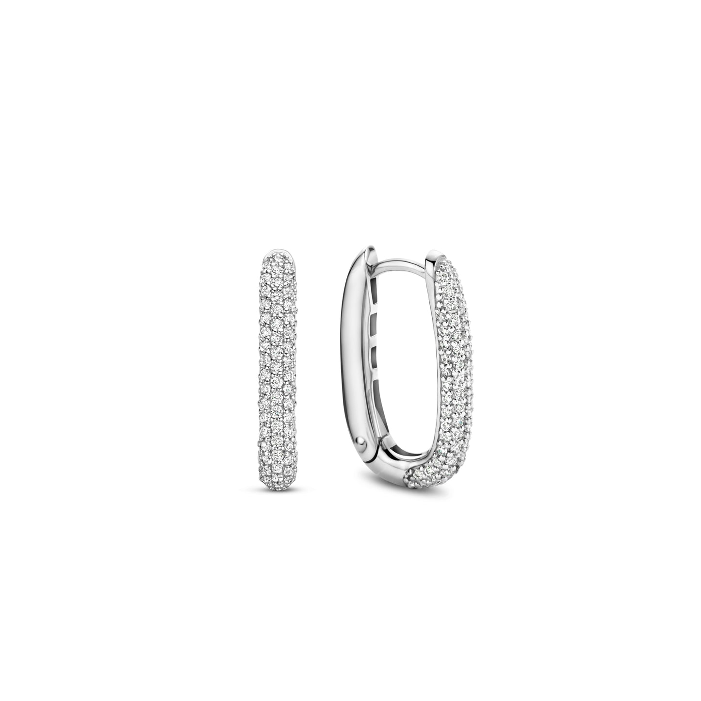 Oval 16MM Pave Huggie Earrings by Ti Sento - Available at SHOPKURY.COM. Free Shipping on orders over $200. Trusted jewelers since 1965, from San Juan, Puerto Rico.