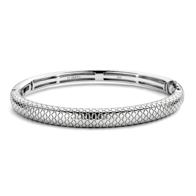 Snake Print Wide Silver Bracelet by Ti Sento - Available at SHOPKURY.COM. Free Shipping on orders over $200. Trusted jewelers since 1965, from San Juan, Puerto Rico.