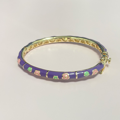 Purple Pink and Green Flowers Kids Bracelet by Kury - Available at SHOPKURY.COM. Free Shipping on orders over $200. Trusted jewelers since 1965, from San Juan, Puerto Rico.