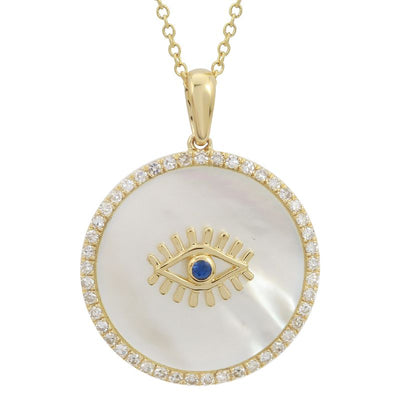 Evil Eye Mother Pearl Diamond Necklace by Kury - Available at SHOPKURY.COM. Free Shipping on orders over $200. Trusted jewelers since 1965, from San Juan, Puerto Rico.