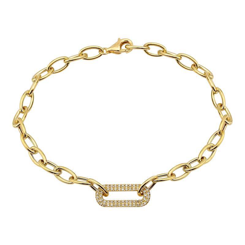 Diamond Paper Clip Link Bracelet 14K by Kury - Available at SHOPKURY.COM. Free Shipping on orders over $200. Trusted jewelers since 1965, from San Juan, Puerto Rico.