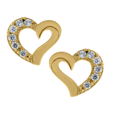 Open Slanted Heart Stud Earrings 14K by Kury - Available at SHOPKURY.COM. Free Shipping on orders over $200. Trusted jewelers since 1965, from San Juan, Puerto Rico.
