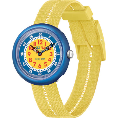 Retro Yellow Kids Watch by Flik Flak by Swatch - Available at SHOPKURY.COM. Free Shipping on orders over $200. Trusted jewelers since 1965, from San Juan, Puerto Rico.
