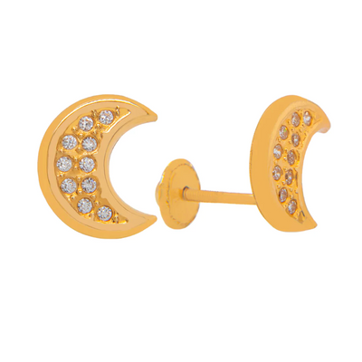 Moon CZ Stud Earrings by Kury - Available at SHOPKURY.COM. Free Shipping on orders over $200. Trusted jewelers since 1965, from San Juan, Puerto Rico.