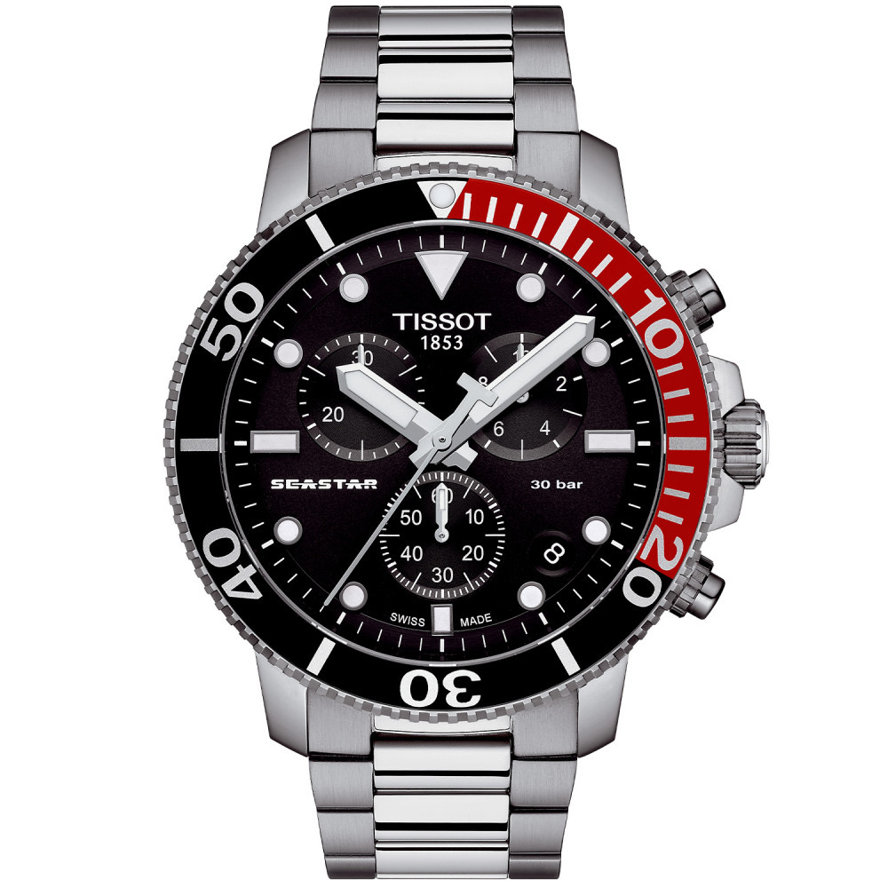 Seastar 1000 Chrono Red/Black by Tissot - Available at SHOPKURY.COM. Free Shipping on orders over $200. Trusted jewelers since 1965, from San Juan, Puerto Rico.