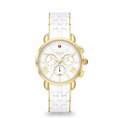 Sport Sail White/Golden 38mm Watch by Michele - Available at SHOPKURY.COM. Free Shipping on orders over $200. Trusted jewelers since 1965, from San Juan, Puerto Rico.