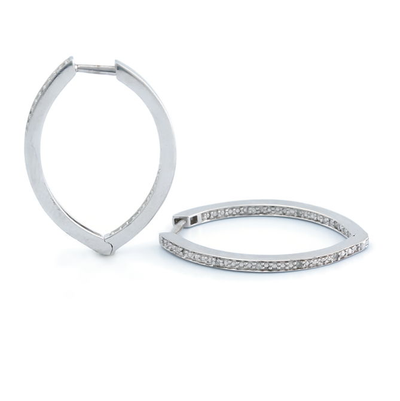 Silver Diamond Hoops by Kury - Available at SHOPKURY.COM. Free Shipping on orders over $200. Trusted jewelers since 1965, from San Juan, Puerto Rico.