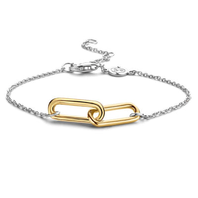 Golden Couple Paper Clip Bracelet by Ti Sento - Available at SHOPKURY.COM. Free Shipping on orders over $200. Trusted jewelers since 1965, from San Juan, Puerto Rico.