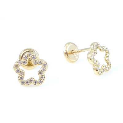 Open Flower Shining Stud Earring 14K by Kury - Available at SHOPKURY.COM. Free Shipping on orders over $200. Trusted jewelers since 1965, from San Juan, Puerto Rico.
