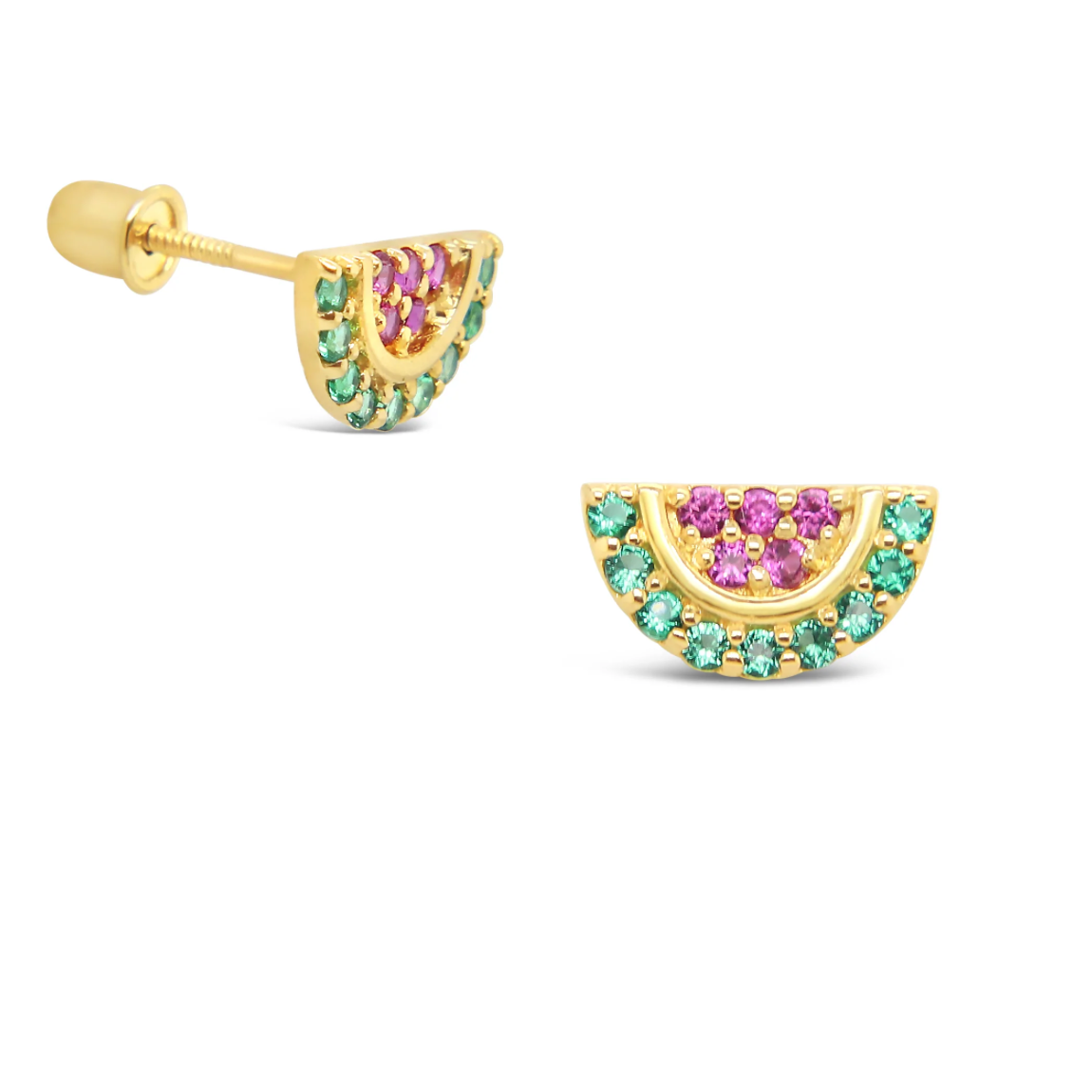 Watermelon Stud Earrings by Kury - Available at SHOPKURY.COM. Free Shipping on orders over $200. Trusted jewelers since 1965, from San Juan, Puerto Rico.