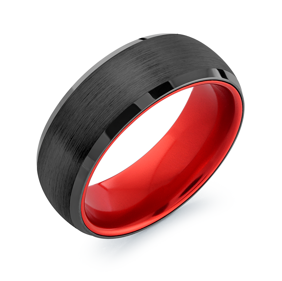 Black Tungsten Red Inlay 8mm Ring by Italgem - Available at SHOPKURY.COM. Free Shipping on orders over $200. Trusted jewelers since 1965, from San Juan, Puerto Rico.