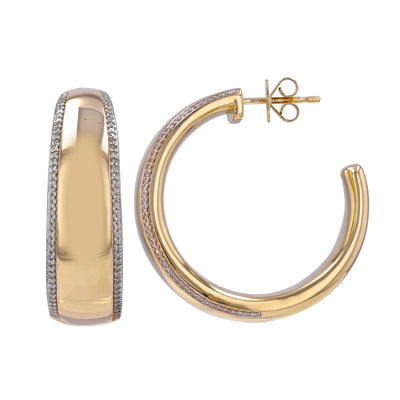 Polished Gold Diamond Border 33MM Hoop Earrings - SHOPKURY.COM
