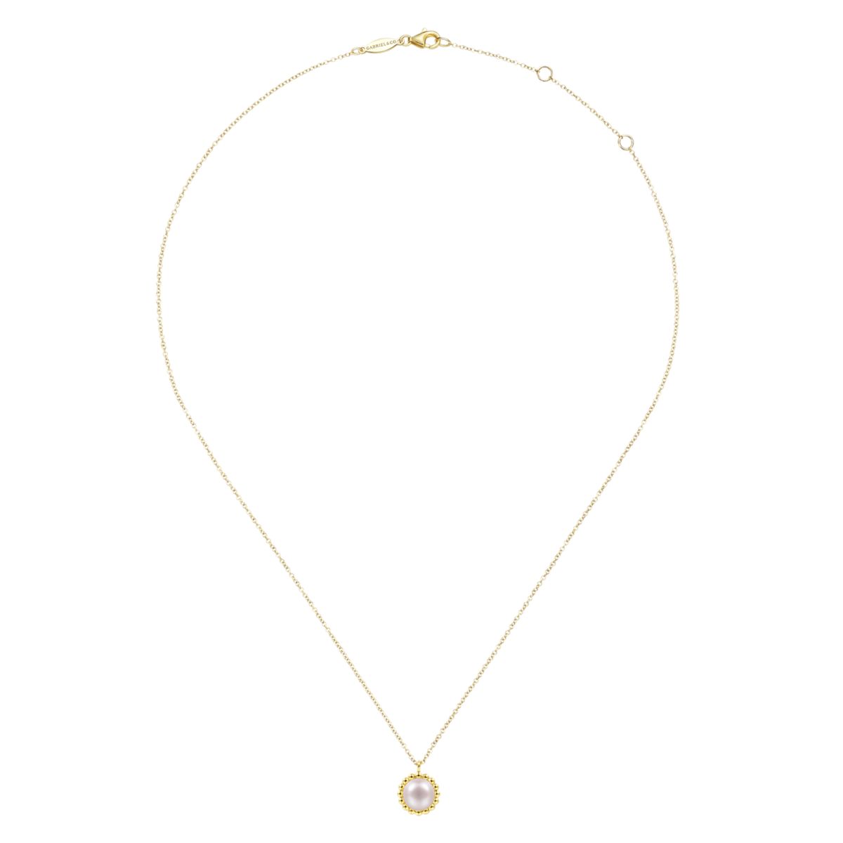 Gold Pearl Necklace by Gabriel & Co. - Available at SHOPKURY.COM. Free Shipping on orders over $200. Trusted jewelers since 1965, from San Juan, Puerto Rico.