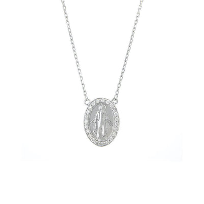Virgen Milagrosa Oval Diamond Necklace by Kury - Available at SHOPKURY.COM. Free Shipping on orders over $200. Trusted jewelers since 1965, from San Juan, Puerto Rico.