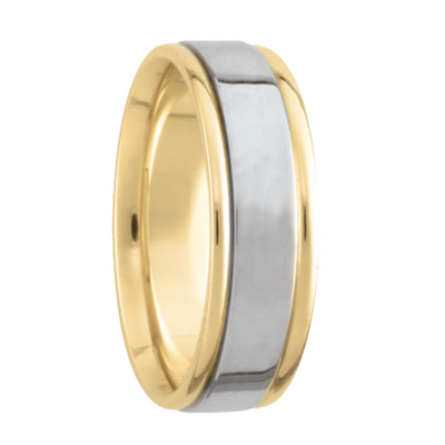 White Center Yellow Edges Wedding Band by Kury Bridal - Available at SHOPKURY.COM. Free Shipping on orders over $200. Trusted jewelers since 1965, from San Juan, Puerto Rico.