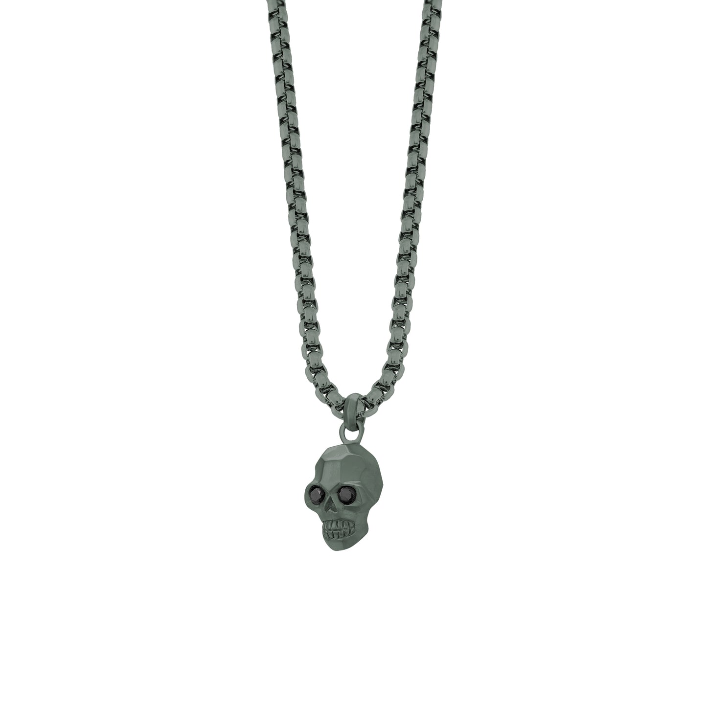 Black Steel Skull Necklace by Italgem - Available at SHOPKURY.COM. Free Shipping on orders over $200. Trusted jewelers since 1965, from San Juan, Puerto Rico.