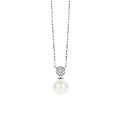 Pearl and Pave Ball Necklace by Ti Sento - Available at SHOPKURY.COM. Free Shipping on orders over $200. Trusted jewelers since 1965, from San Juan, Puerto Rico.
