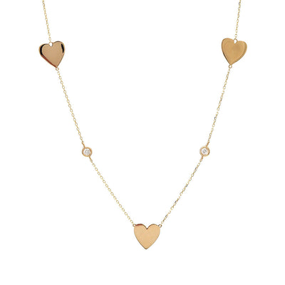 Heart and Diamond Stations Necklace by Kury - Available at SHOPKURY.COM. Free Shipping on orders over $200. Trusted jewelers since 1965, from San Juan, Puerto Rico.