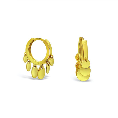 Fluttering Disks Huggie Earrings by Kury - Available at SHOPKURY.COM. Free Shipping on orders over $200. Trusted jewelers since 1965, from San Juan, Puerto Rico.