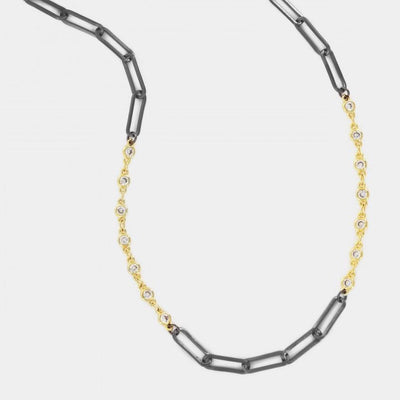 Black Paperclip and Yellow Section Multi-way Chain by Kury - Available at SHOPKURY.COM. Free Shipping on orders over $200. Trusted jewelers since 1965, from San Juan, Puerto Rico.