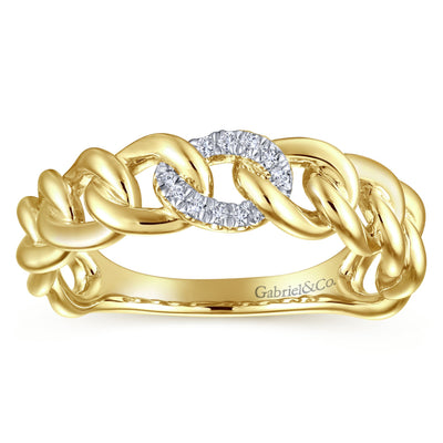 Curb Chain Diamond Yellow Gold Ring by Gabriel & Co. - Available at SHOPKURY.COM. Free Shipping on orders over $200. Trusted jewelers since 1965, from San Juan, Puerto Rico.