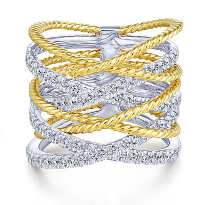 Twisted Diamond Rope Ring by Gabriel & Co. - Available at SHOPKURY.COM. Free Shipping on orders over $200. Trusted jewelers since 1965, from San Juan, Puerto Rico.