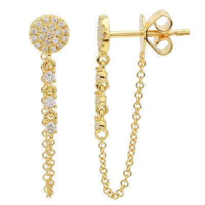 Pave Stud Chain Earrings by Kury - Available at SHOPKURY.COM. Free Shipping on orders over $200. Trusted jewelers since 1965, from San Juan, Puerto Rico.