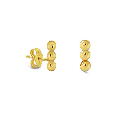 Trio Ball Gold Plated Stud Earrings by Kury - Available at SHOPKURY.COM. Free Shipping on orders over $200. Trusted jewelers since 1965, from San Juan, Puerto Rico.