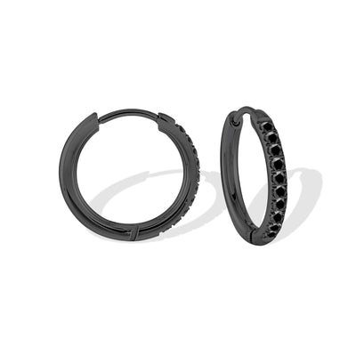 Black Zirconia Hoop Earrings by Italgem - Available at SHOPKURY.COM. Free Shipping on orders over $200. Trusted jewelers since 1965, from San Juan, Puerto Rico.
