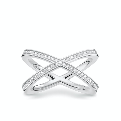 Crossed Sparkle Ring by Thomas Sabo - Available at SHOPKURY.COM. Free Shipping on orders over $200. Trusted jewelers since 1965, from San Juan, Puerto Rico.