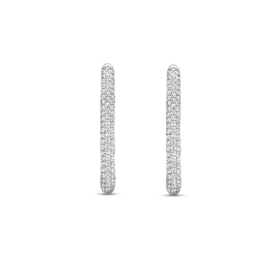 Long 28mm Pave Huggie Earrings by Ti Sento - Available at SHOPKURY.COM. Free Shipping on orders over $200. Trusted jewelers since 1965, from San Juan, Puerto Rico.