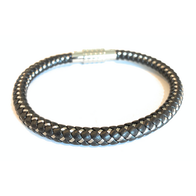 Light Brown Leather and Steel Braided Bracelet by Kermar - Available at SHOPKURY.COM. Free Shipping on orders over $200. Trusted jewelers since 1965, from San Juan, Puerto Rico.
