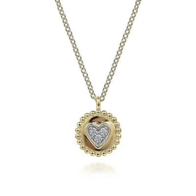 Beaded Frame Heart Diamond Necklace - SHOPKURY.COM
