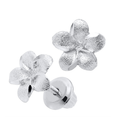 White Gold Flower Earrings by Kury - Available at SHOPKURY.COM. Free Shipping on orders over $200. Trusted jewelers since 1965, from San Juan, Puerto Rico.