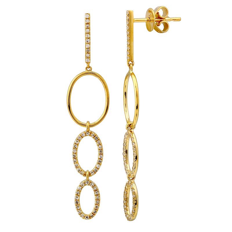 Oval Diamond Link Long Earrings - SHOPKURY.COM