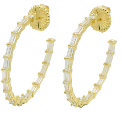 Baguette Hoop Earrings 35MM by Kury - Available at SHOPKURY.COM. Free Shipping on orders over $200. Trusted jewelers since 1965, from San Juan, Puerto Rico.