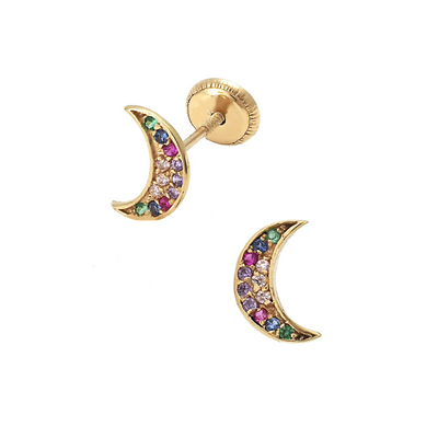 Multicolor Moon Stud Earrings by Kury - Available at SHOPKURY.COM. Free Shipping on orders over $200. Trusted jewelers since 1965, from San Juan, Puerto Rico.