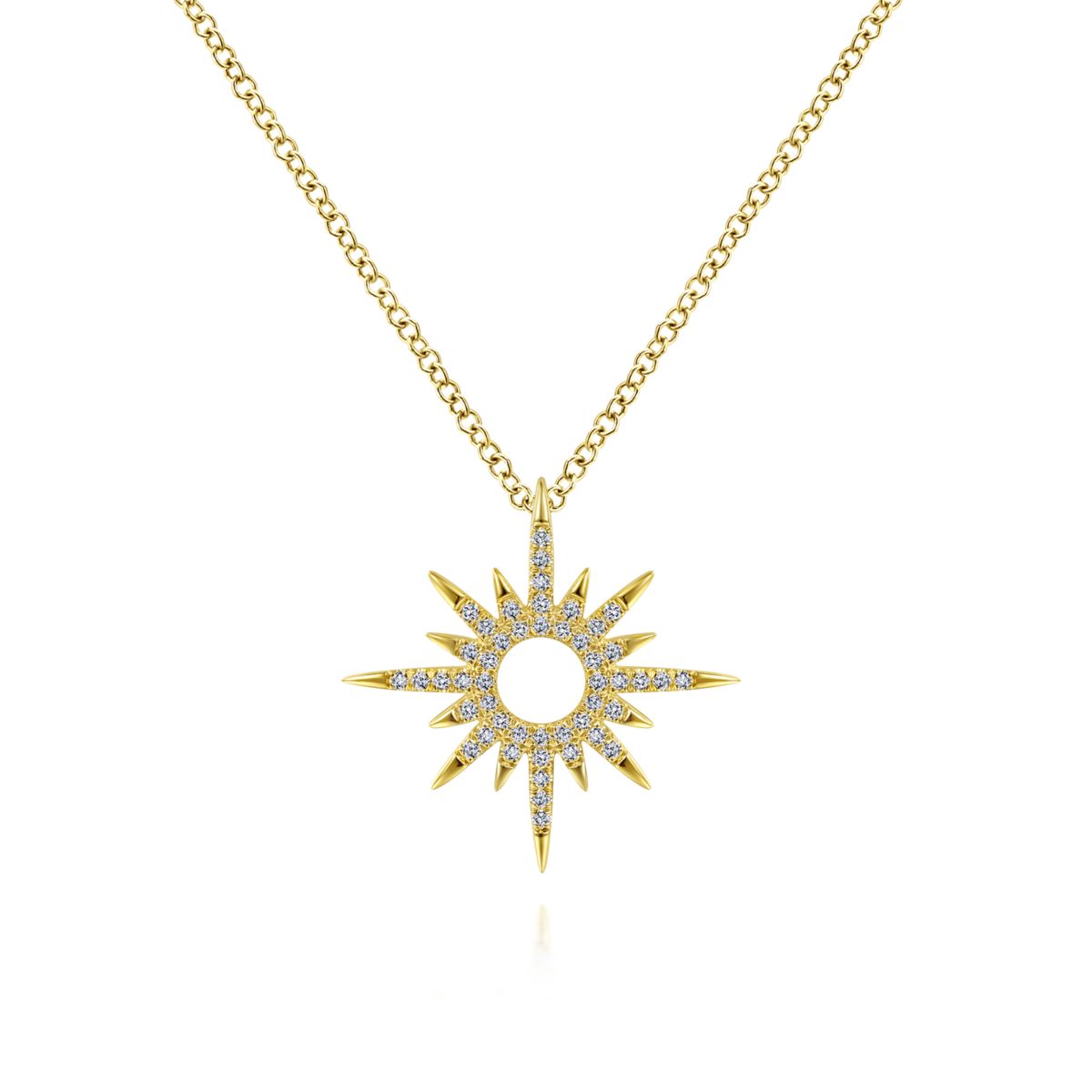 Sun Diamond Necklace by Gabriel & Co. - Available at SHOPKURY.COM. Free Shipping on orders over $200. Trusted jewelers since 1965, from San Juan, Puerto Rico.